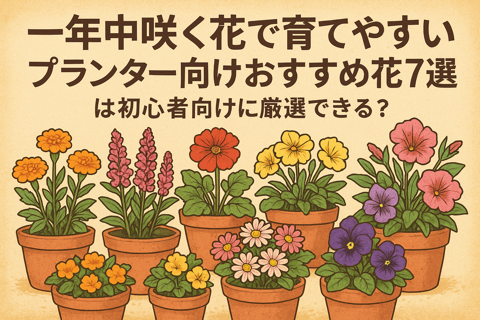 一年中咲く花で育てやすいプランター向けおすすめ花7選は初心者向けに厳選できる？